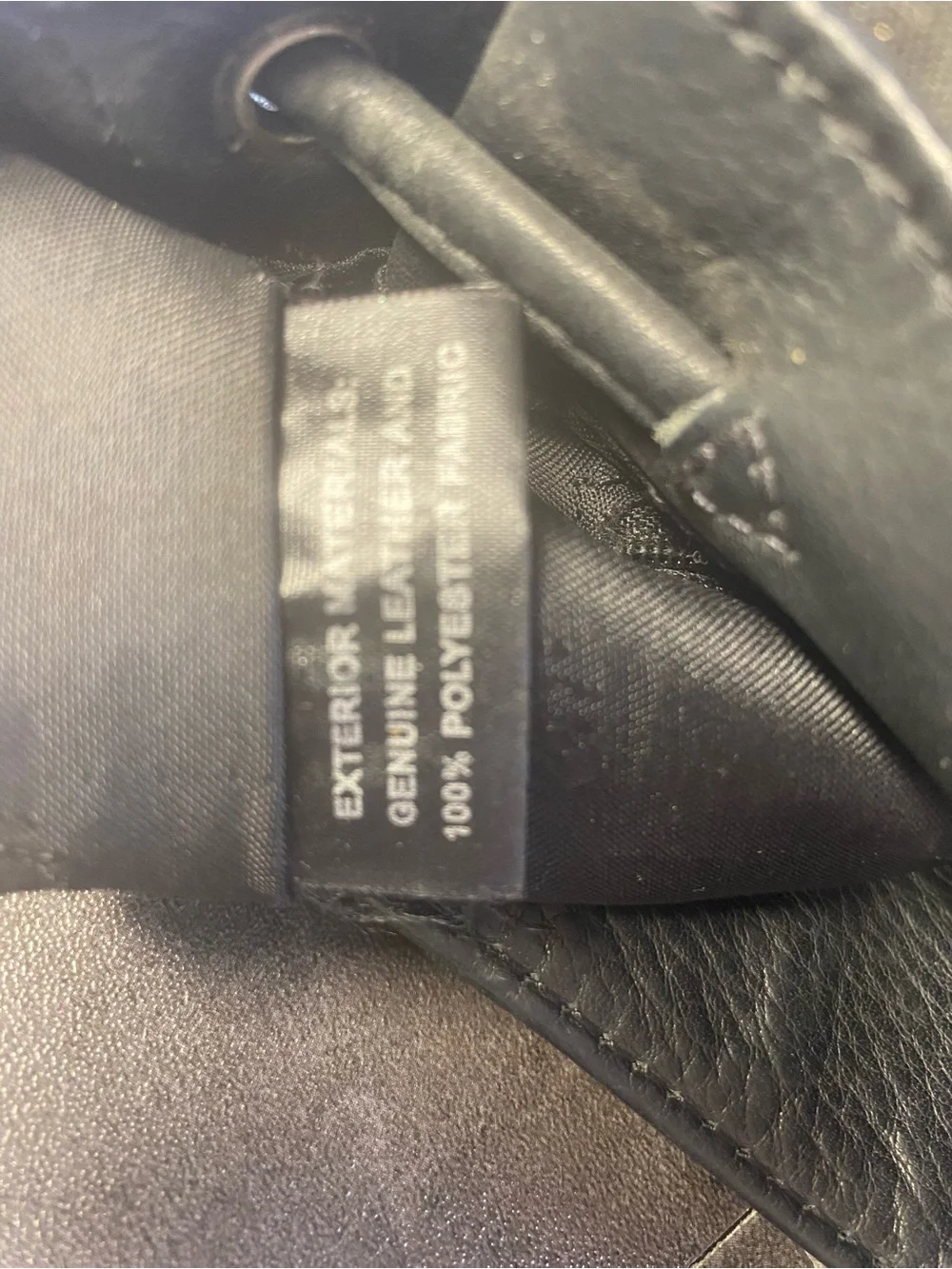 Fossil Y2K Black Leather Drawstring Flap Rucksack Backpack w/ side pockets-CLEAN